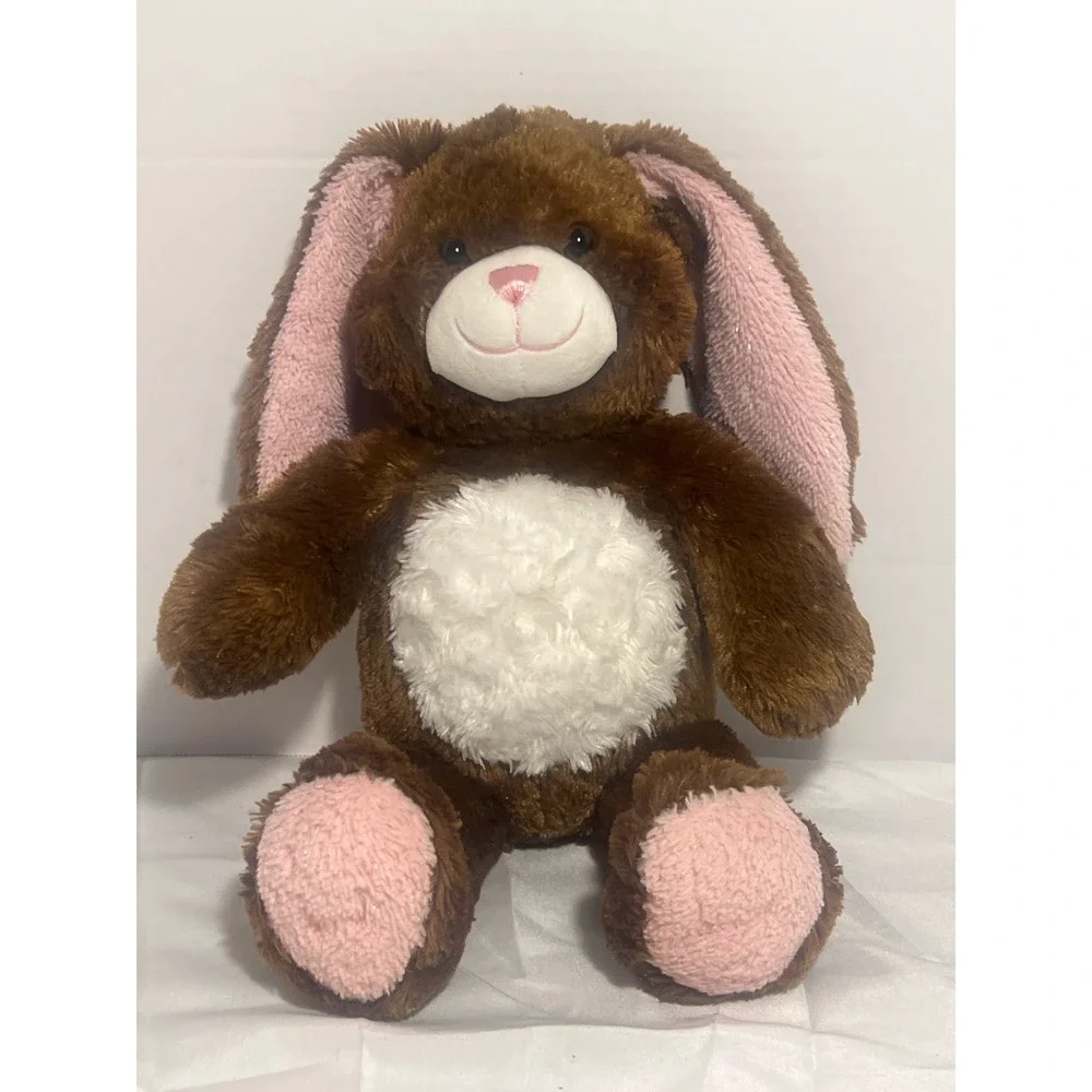 Build-A-Bear Workshop Brown Bunny Rabbit Plush Pink Ears White‎ Belly 16 Inch